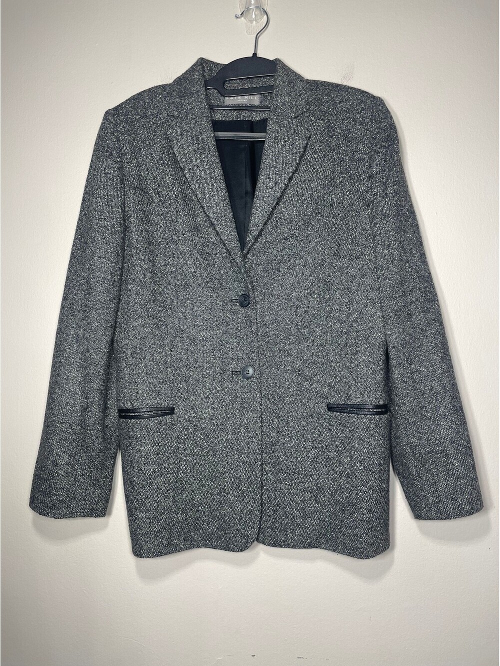 Kate Hill Petite Wool Silk Blend Blazer Herringbone Tweed 8
